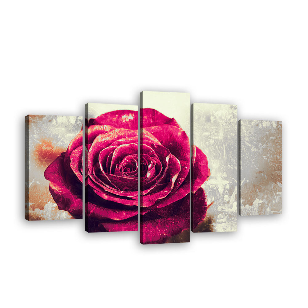 Vintage Grunge Rose Canvas Wall Art