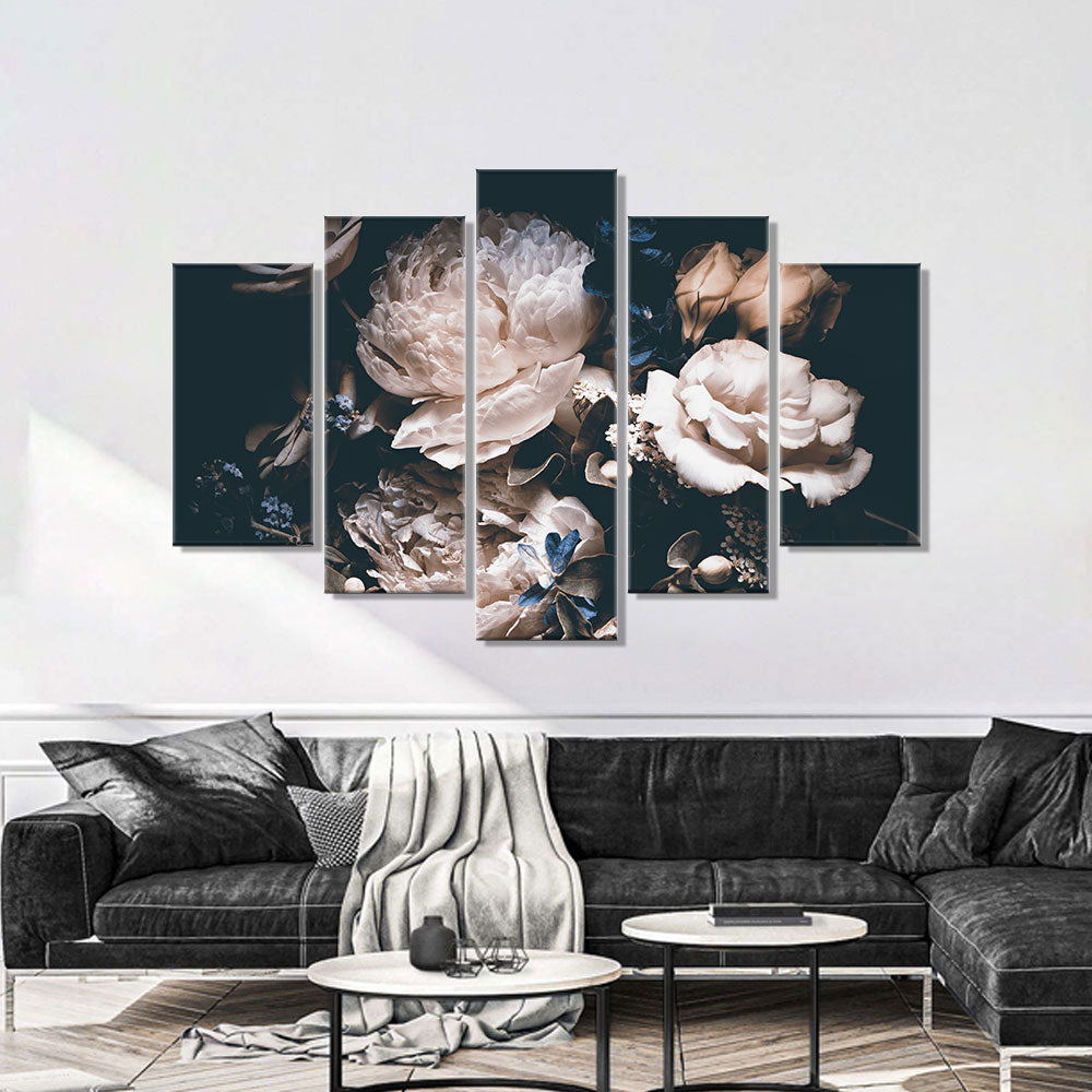 Vintage Peony Flowers Canvas Wall Art