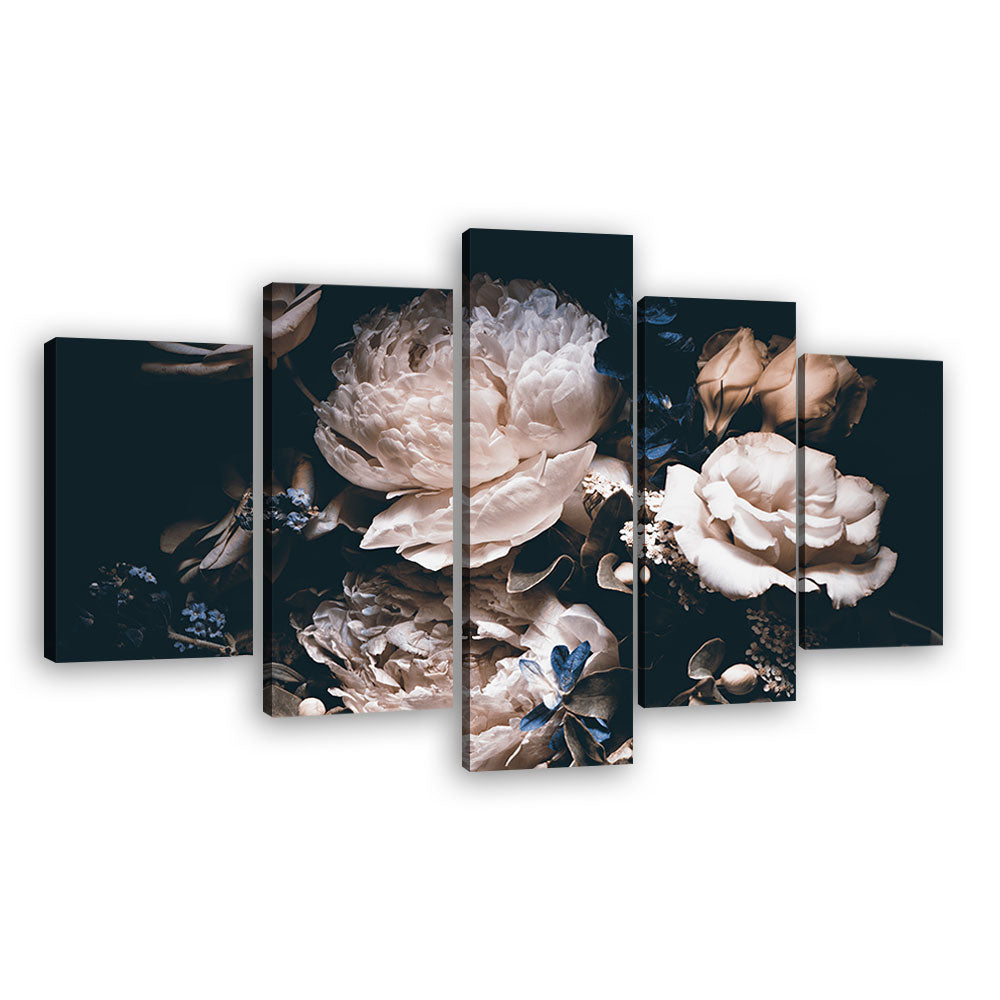 Vintage Peony Flowers Canvas Wall Art