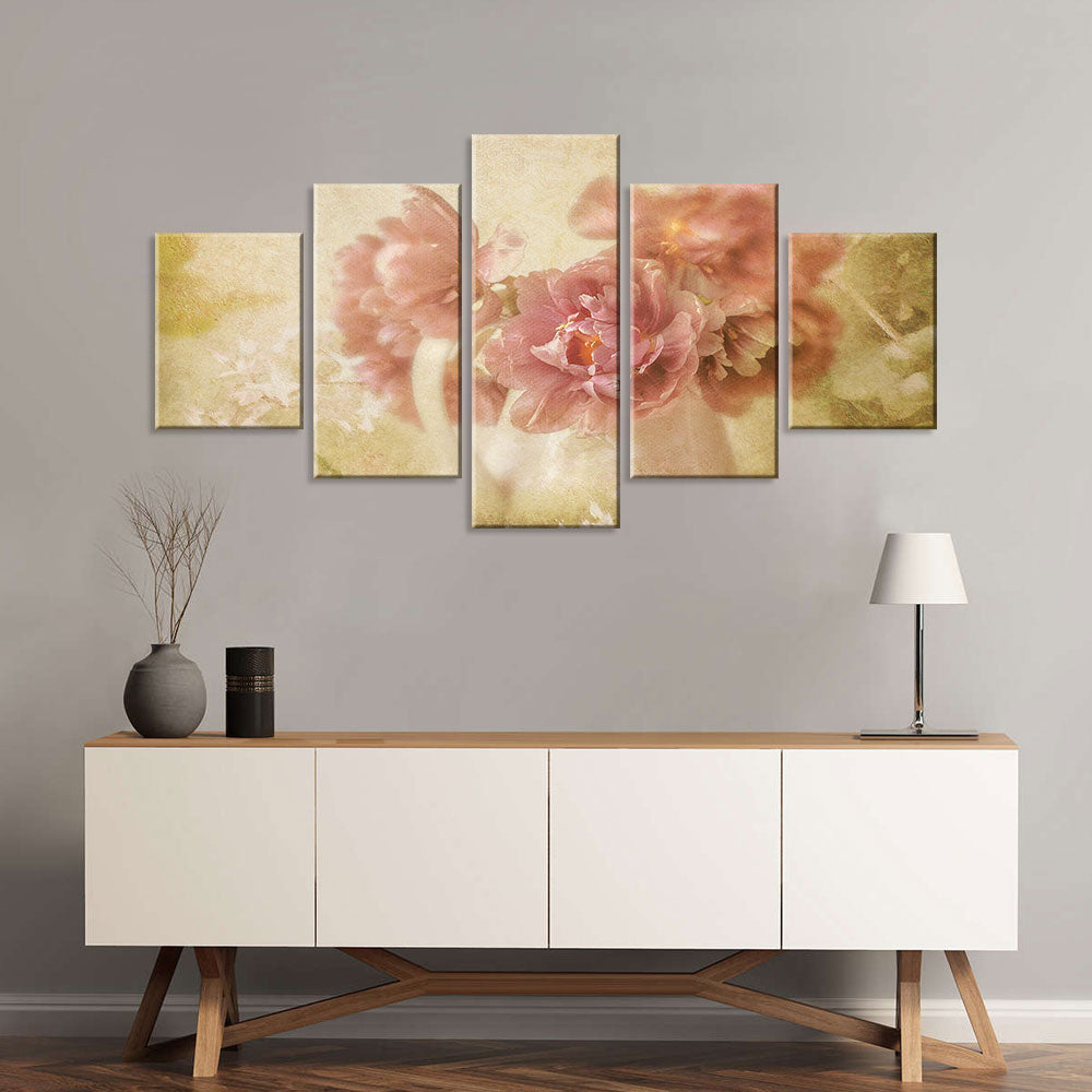 Vintage Pink Roses Canvas Wall Art