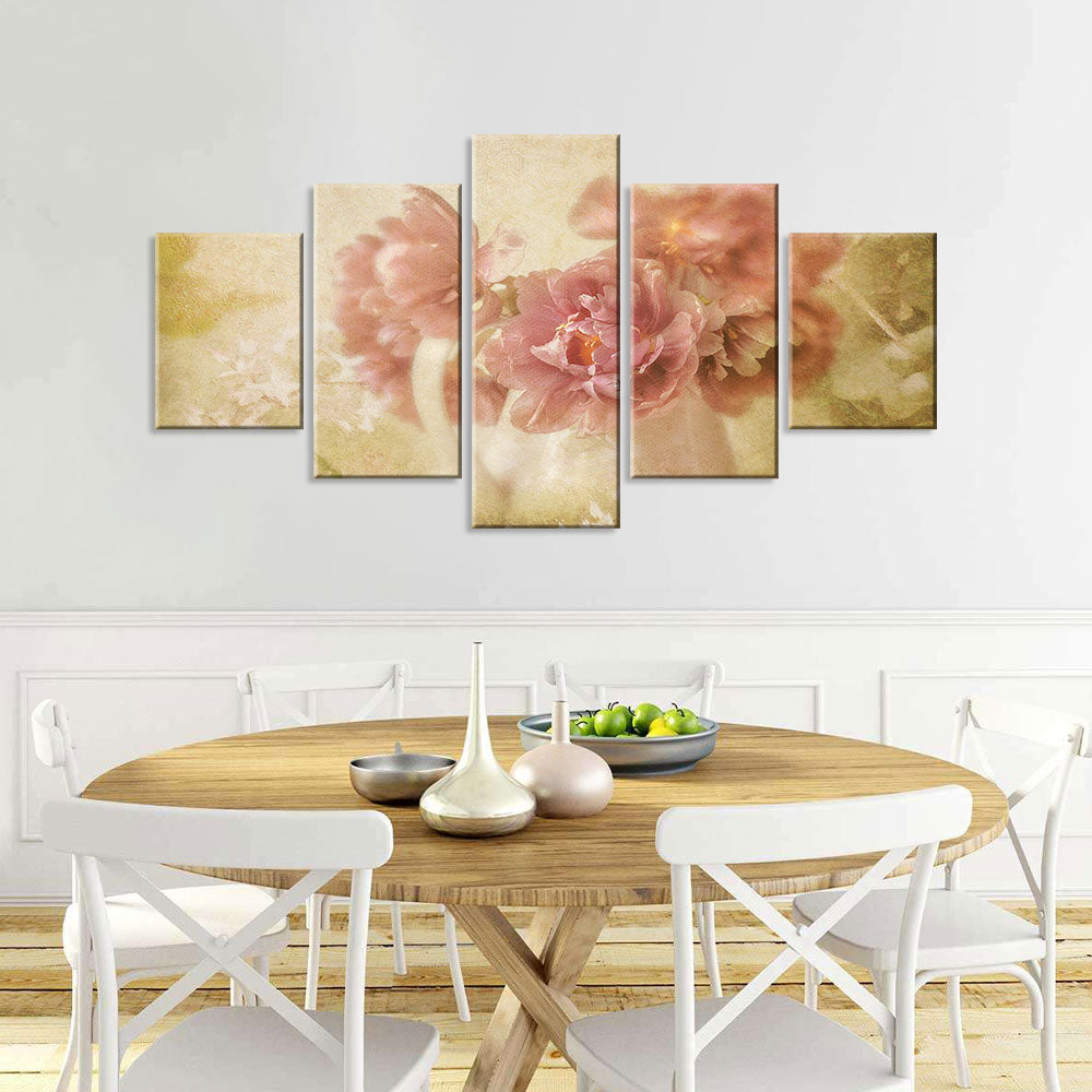 Vintage Pink Roses Canvas Wall Art