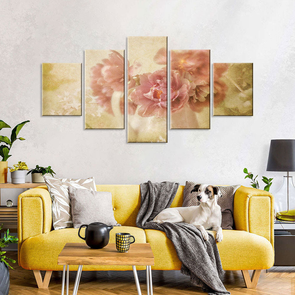 Vintage Pink Roses Canvas Wall Art