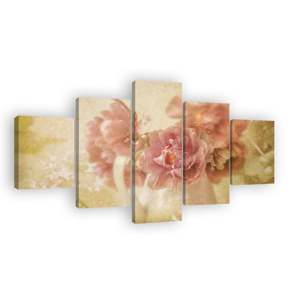 Vintage Pink Roses Canvas Wall Art