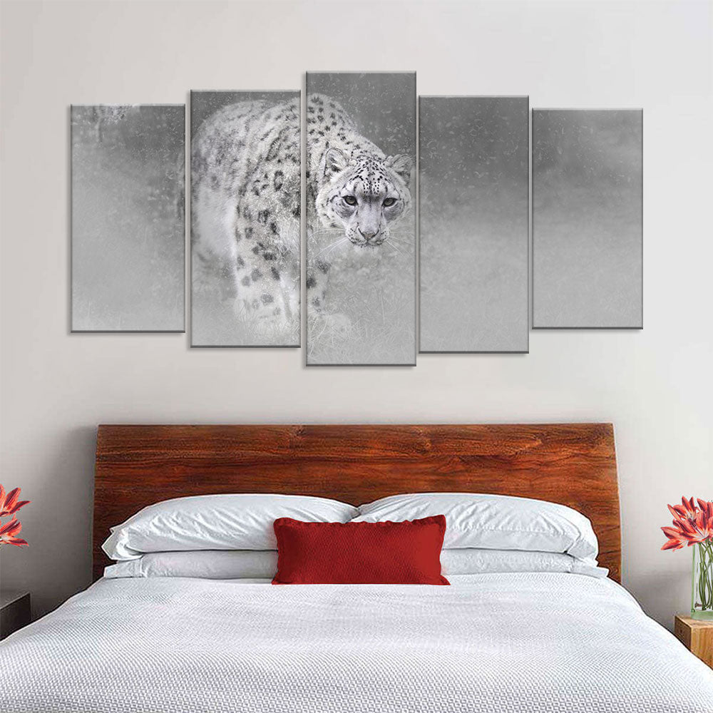 Walking Snow Leopard Canvas Wall Art