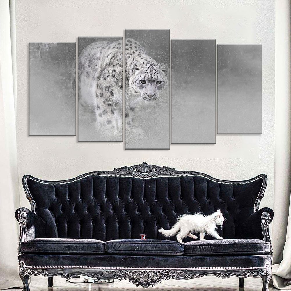 Walking Snow Leopard Canvas Wall Art