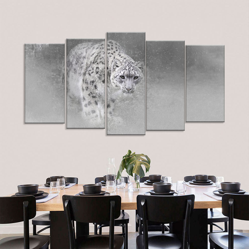 Walking Snow Leopard Canvas Wall Art