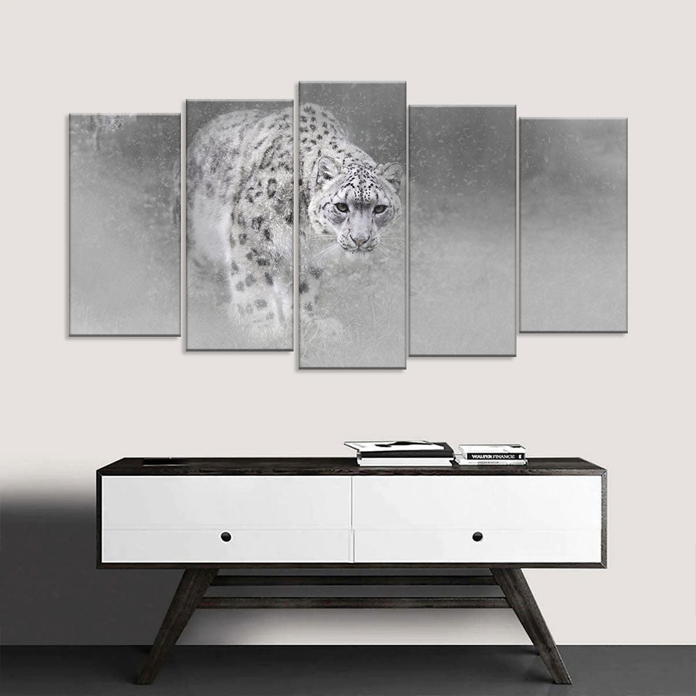 Walking Snow Leopard Canvas Wall Art