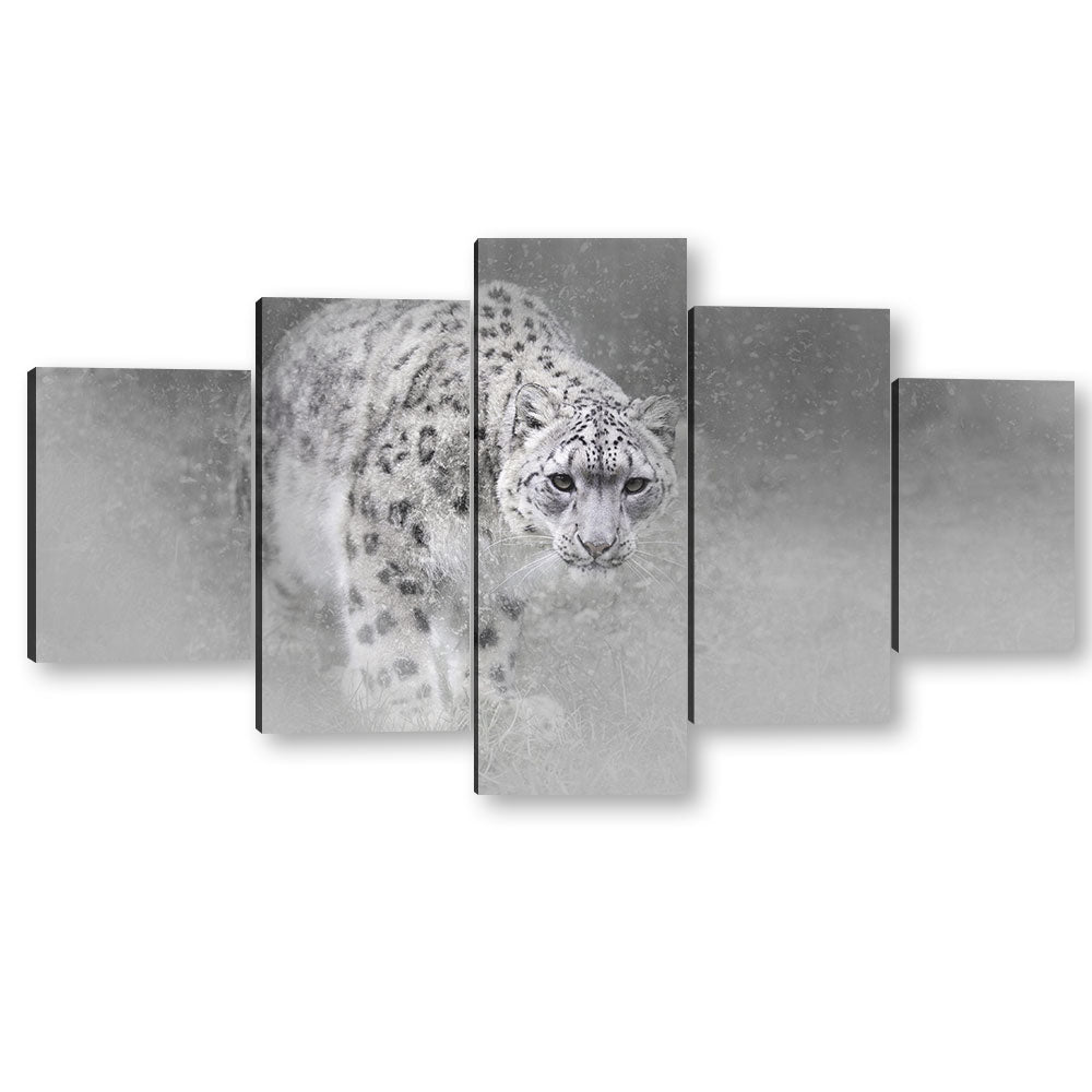 Walking Snow Leopard Canvas Wall Art
