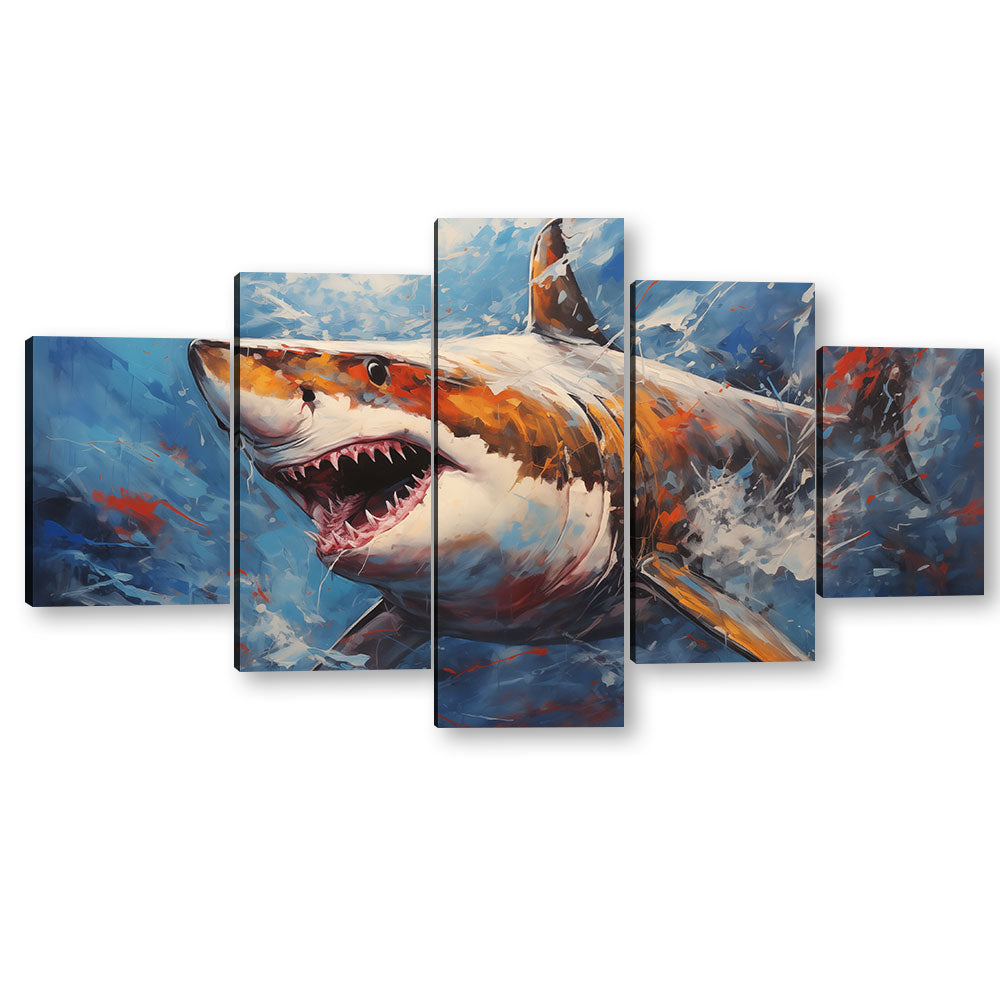 Watercolor Great White Shark Canvas Wall Art