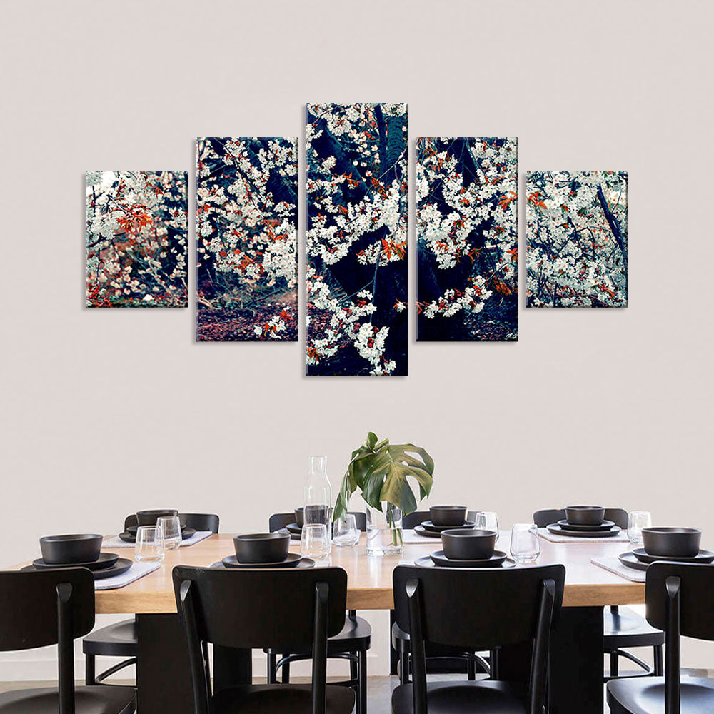 White Cherry Blossom Tree Canvas Wall Art