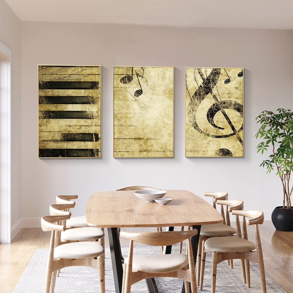 Vintage Melody – 3-Piece Music Canvas Wall Art