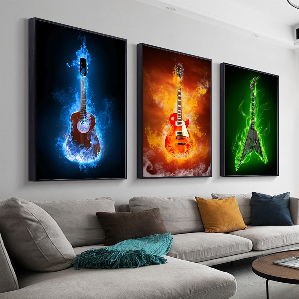 Electric Energy – 3-Piece Guitar Canvas Wall Art