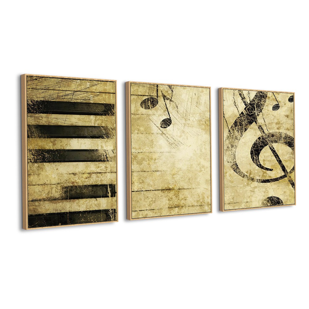 Vintage Melody – 3-Piece Music Canvas Wall Art