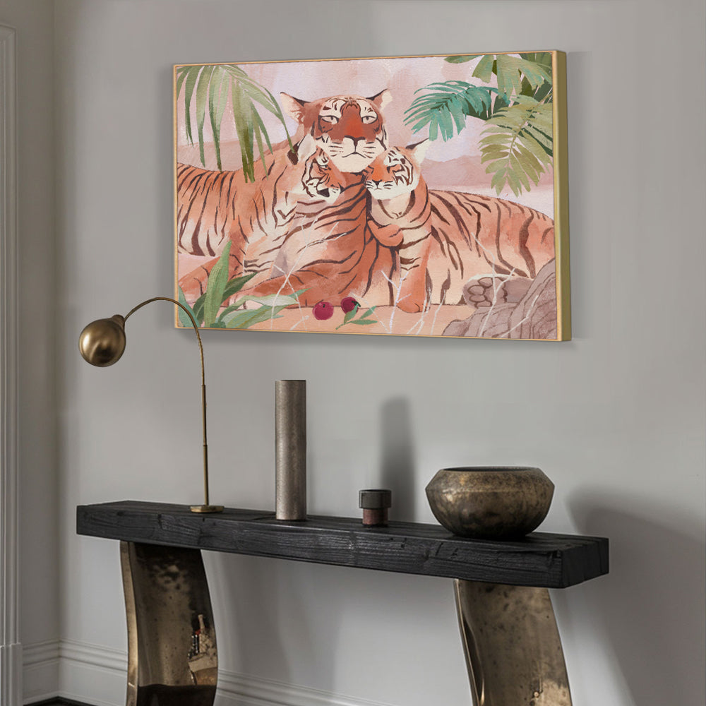 Tender Tigers in the Wild Canvas Wall Art