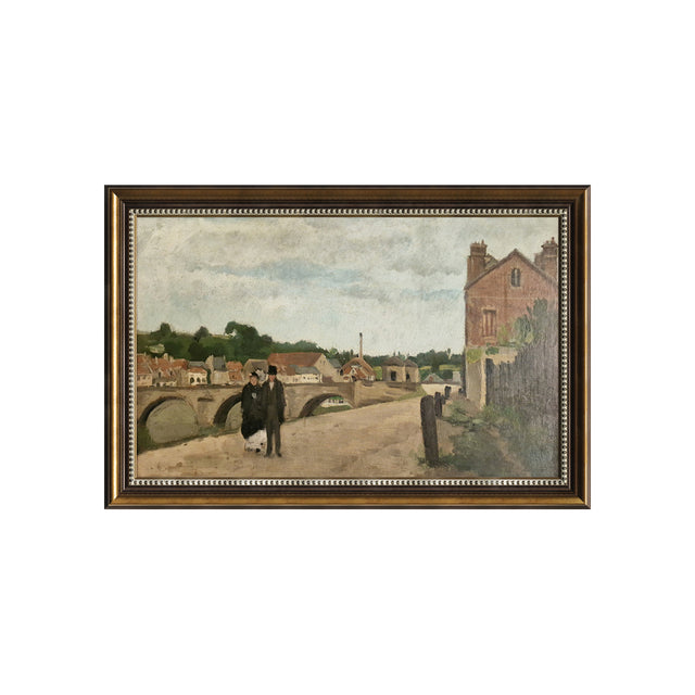 Couple On The Bridge At Pontoise By Camille Pissarro