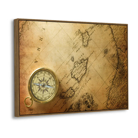 Vintage Compass Map Canvas Wall Art