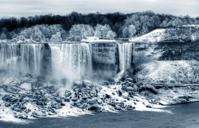 Frozen Majesty Winter Waterfall Canvas Wall Art