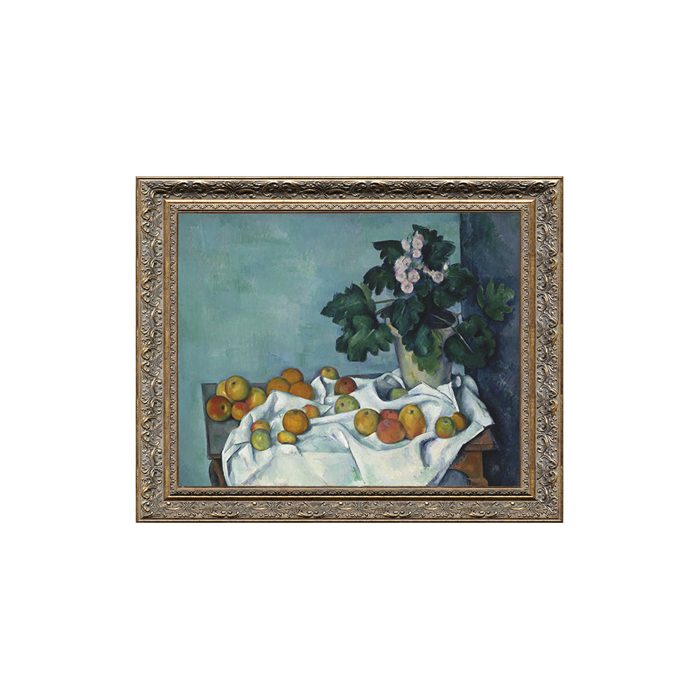 "Still Life with Apples and a Pot of Primroses" By Paul Cézanne