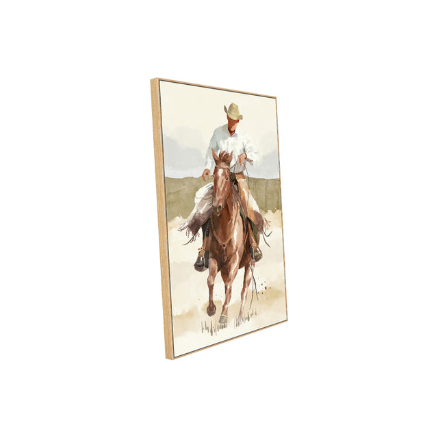 Cowboy On Horseback Canvas Wall Art