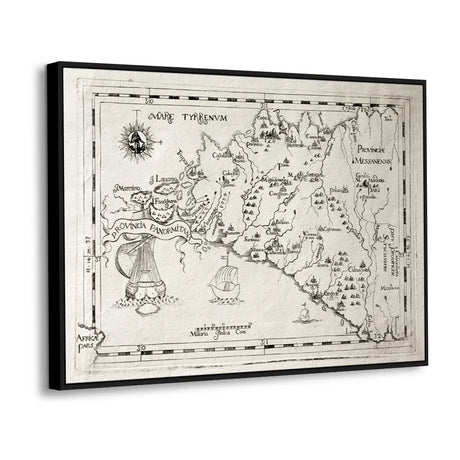 Antique Maritime Map Of The Tyrrhenian Sea Canvas Wall Art