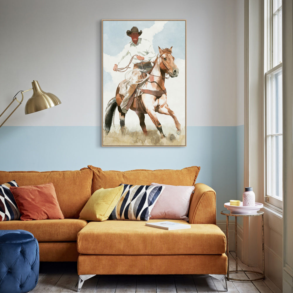 Rugged Cowboy Action Canvas Wall Art