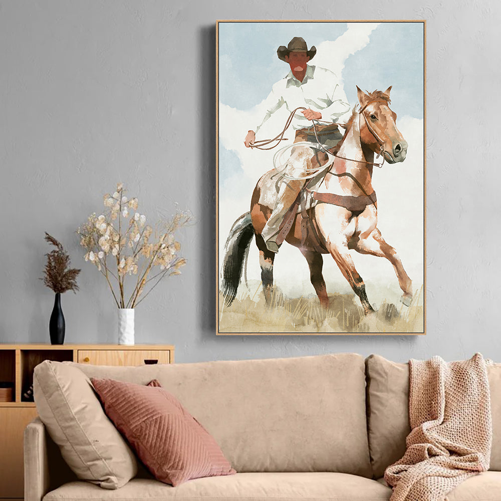 Rugged Cowboy Action Canvas Wall Art