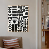 Modern Botanical Canvas Wall Art – Minimalist Black and White Design