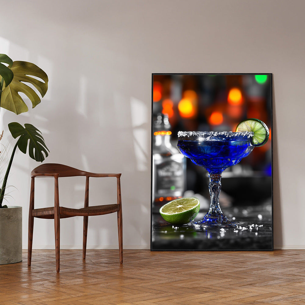 Raise A Glass To Art – A Stunning Blue Margarita With A Twist Of Lime