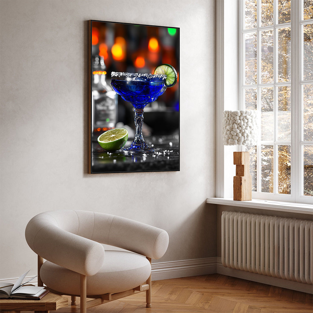 Raise A Glass To Art – A Stunning Blue Margarita With A Twist Of Lime