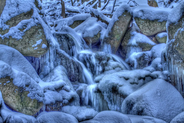 Frozen Serenity Waterfall Canvas Wall Art