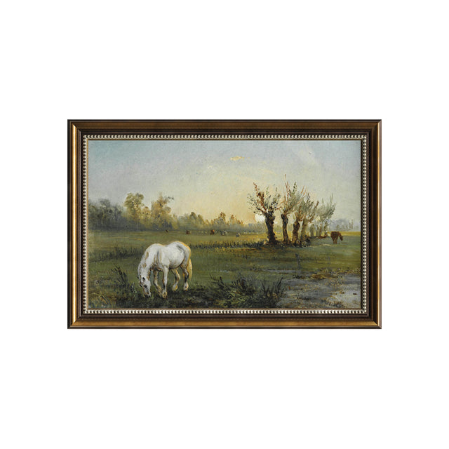 Cheval Blanc Dans Un Pré By Camille Pissarro