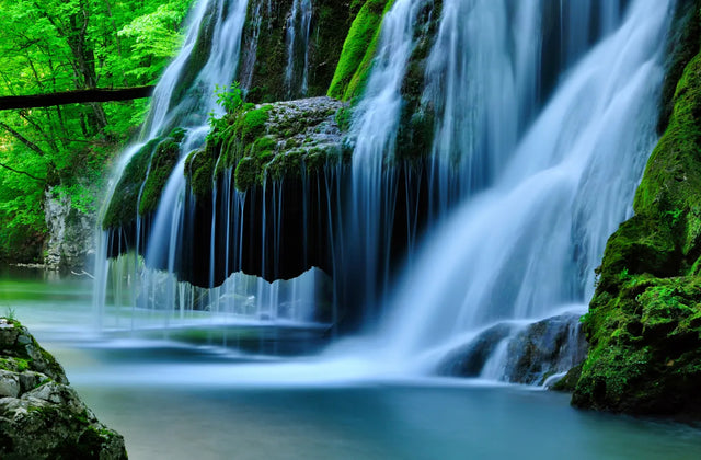 Emerald Veil Waterfall Canvas Wall Art