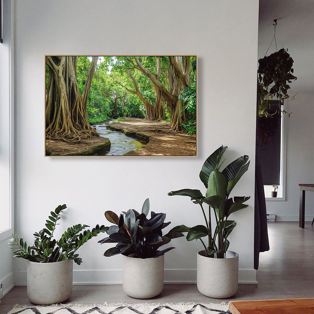 Tranquil Forest Stream Canvas Wall Art