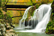 Bridge Over Tranquil Falls Canvas Wall Art