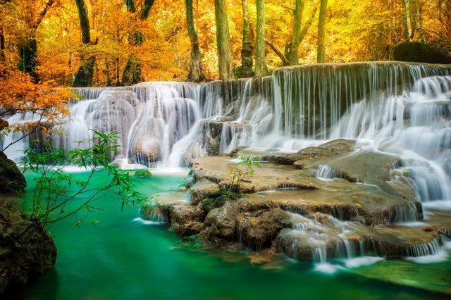 Emerald Harmony Waterfall Canvas Wall Art