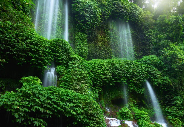 Verdant Veil Waterfall Canvas Wall Art