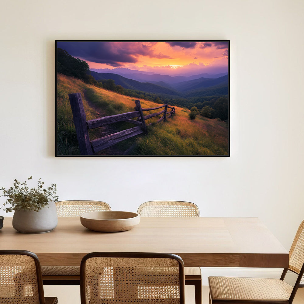 Golden Hour Mountain Path Breathtaking Landscape Art - Canvas Wall Art  