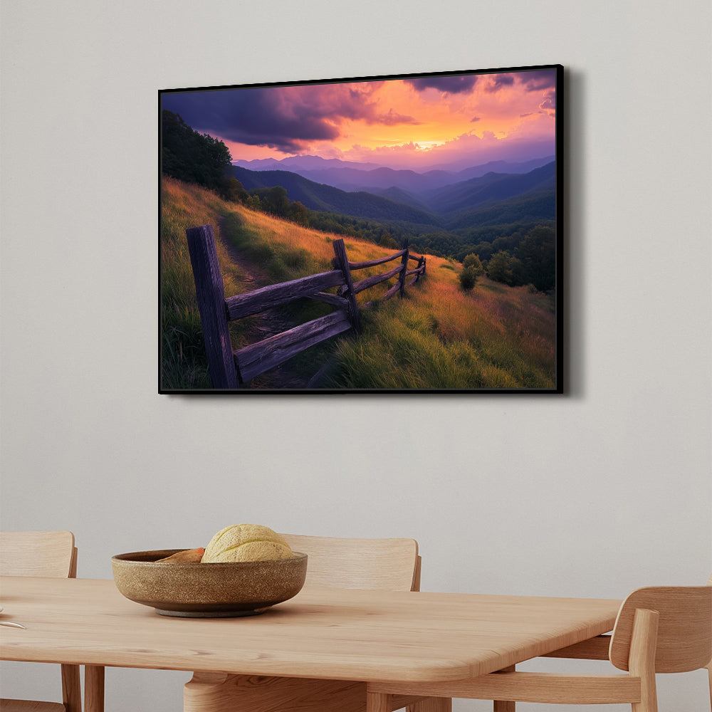 Golden Hour Mountain Path Breathtaking Landscape Art - Canvas Wall Art  