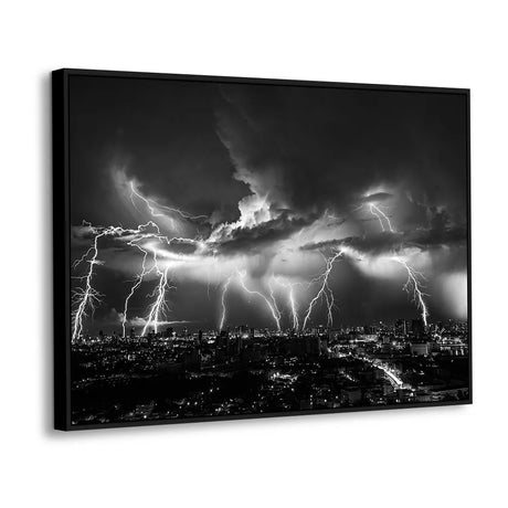 Electric Storm over Cityscape Canvas Wall Art
