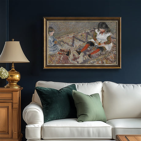 Two Children On A Carpet By Camille Pissarro