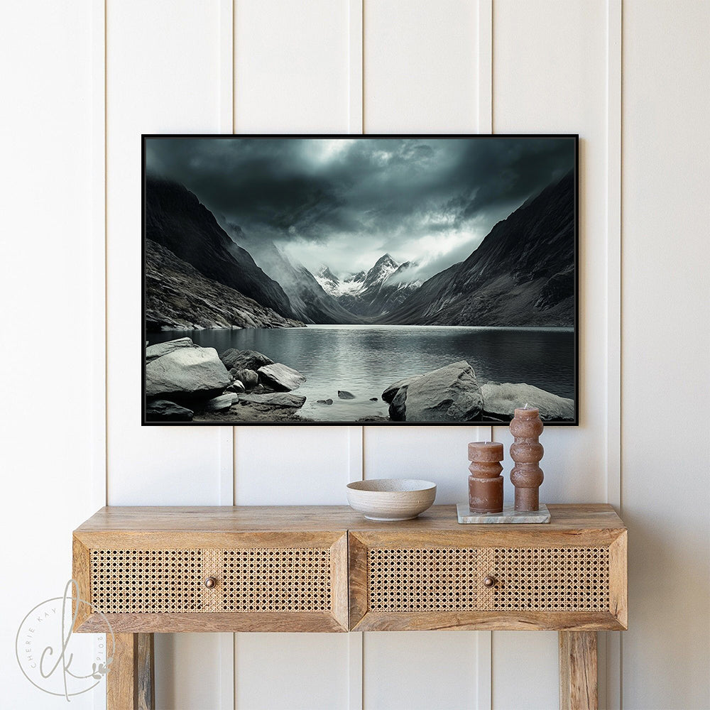 Ethereal Mountain Lake A Serene Wilderness - Canvas Wall Art