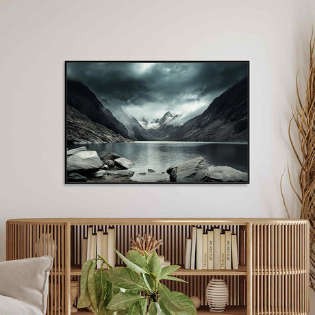 Ethereal Mountain Lake A Serene Wilderness - Canvas Wall Art