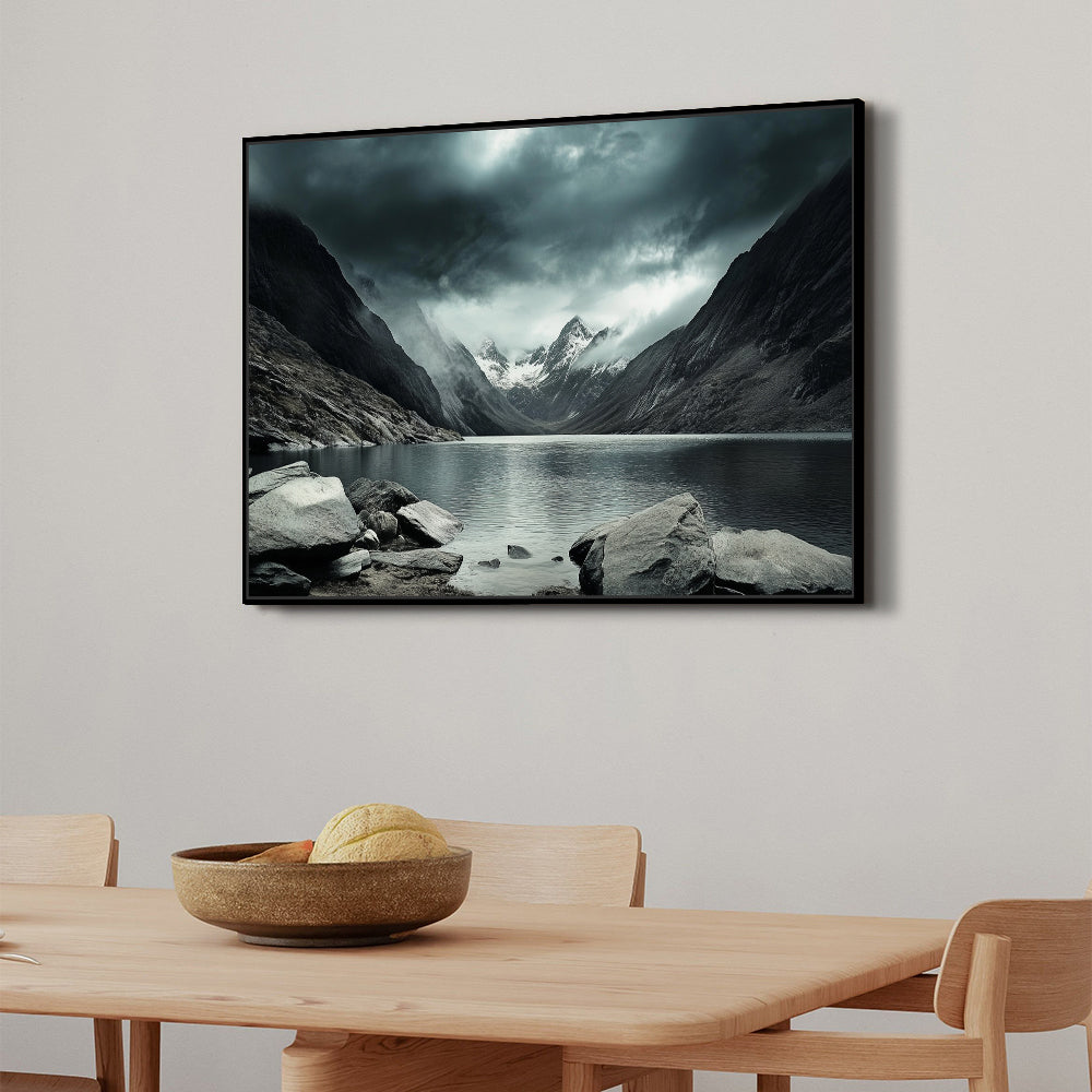 Ethereal Mountain Lake A Serene Wilderness - Canvas Wall Art