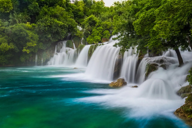 Emerald Surge Waterfall Canvas Wall Art