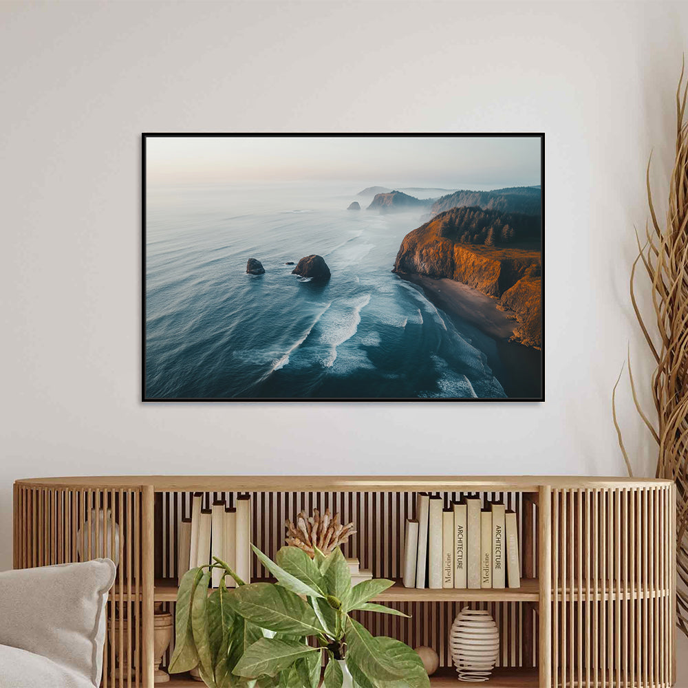 Breathtaking Coastal Vista Of Ocean Waves And Cliffs Art - Canvas Wall Art