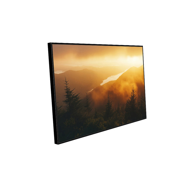 Misty Sunset Over Mountains Scenic Decor - Canvas Wall Art 