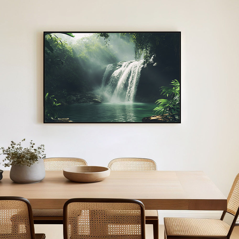 Tranquil Jungle Waterfall The Nature’s Serenity - Canvas Wall Art
