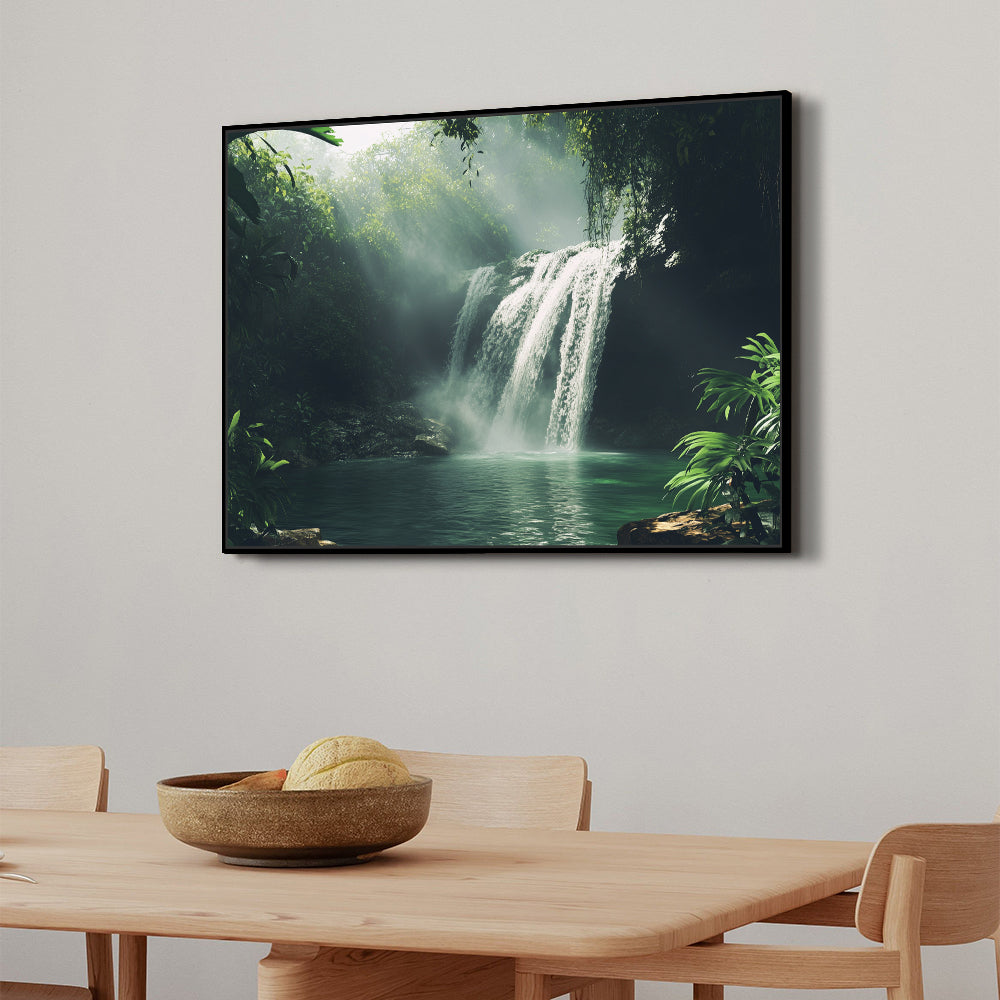 Tranquil Jungle Waterfall The Nature’s Serenity - Canvas Wall Art