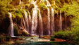 Crimson Falls of Serenity Canvas Wall Art