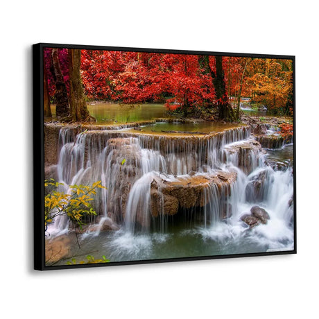 Serene Waterfall in Autumn Canvas Wall Art